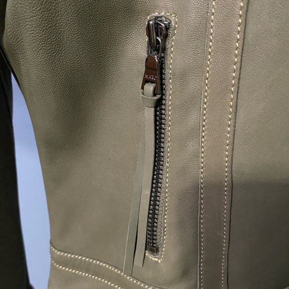 Andrew Marc Leather Moro Jacket Olive - Picture 12 of 16